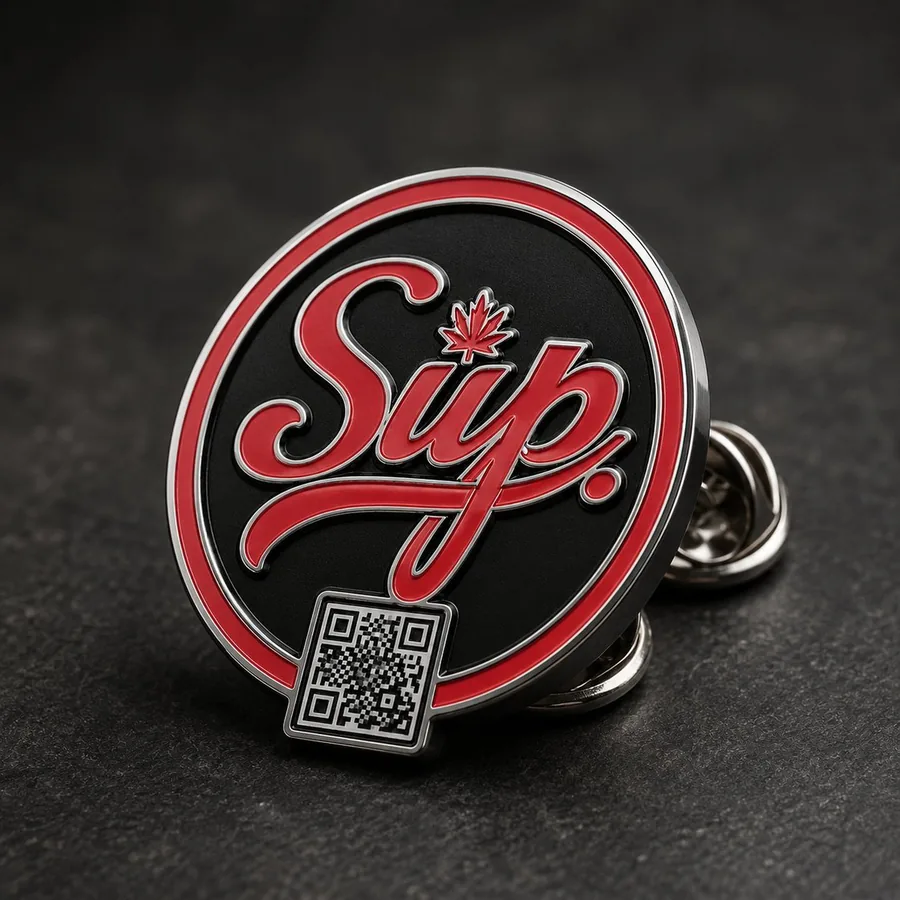 Round Enamel Pin + QR